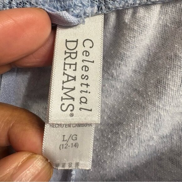 Celestial Dreams Elegant Blue and White Women's Large Pajama Set Comfy Cozy - Picture 4 of 5